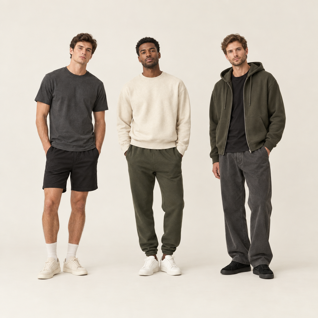Men collection cover with three looks