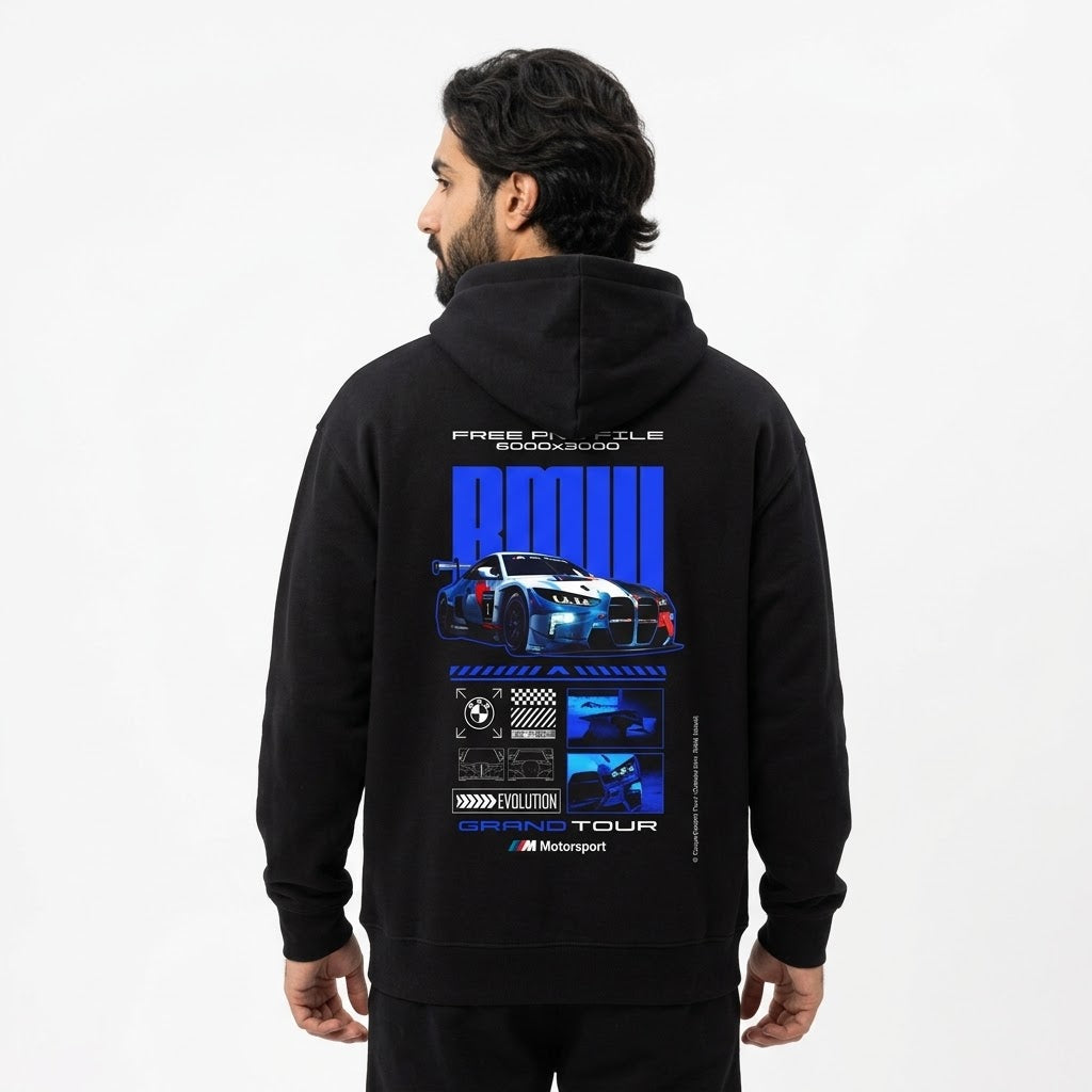 Black Blue Grand Tour Sports Car Hoodie