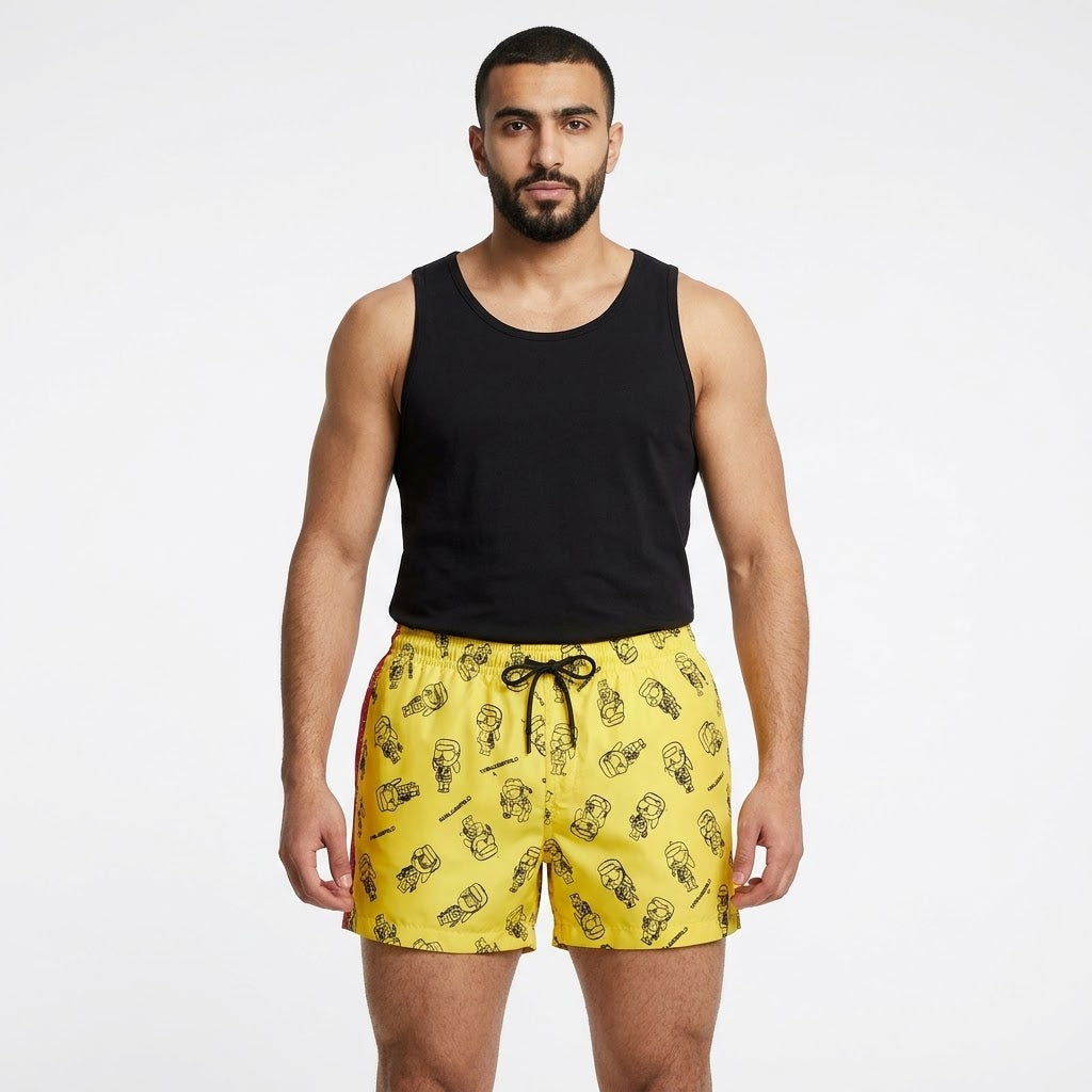 Space Character Patterned Swim Shorts