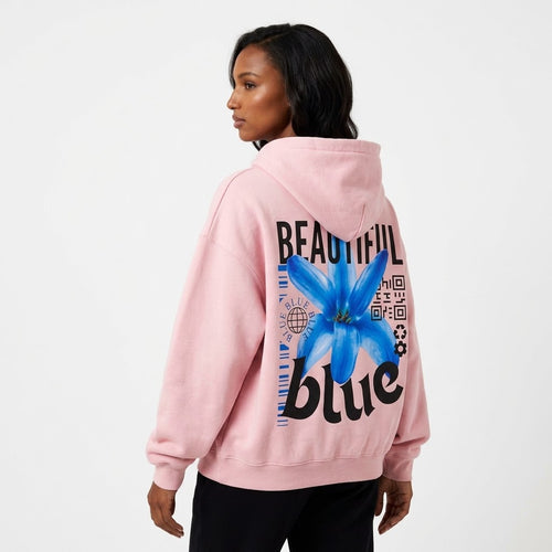Beautiful Blue Flower Zip-Up Hoodie