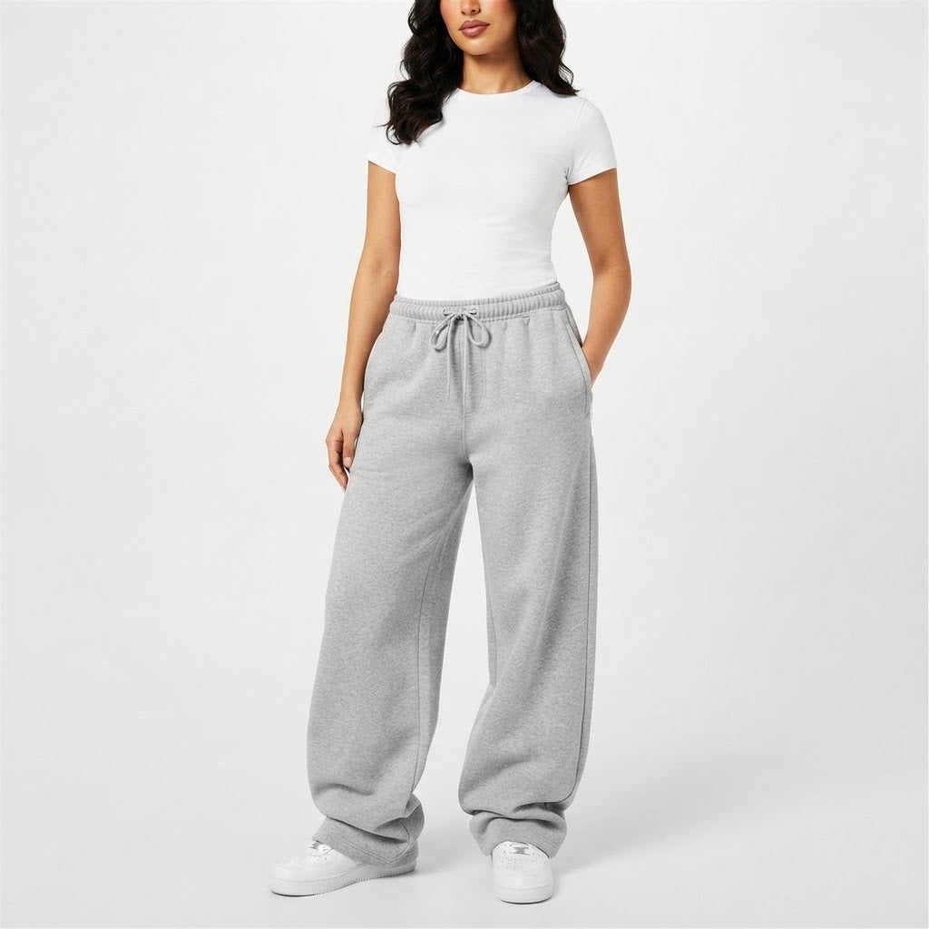 Wide-Leg Blank Fleece Sweatpants