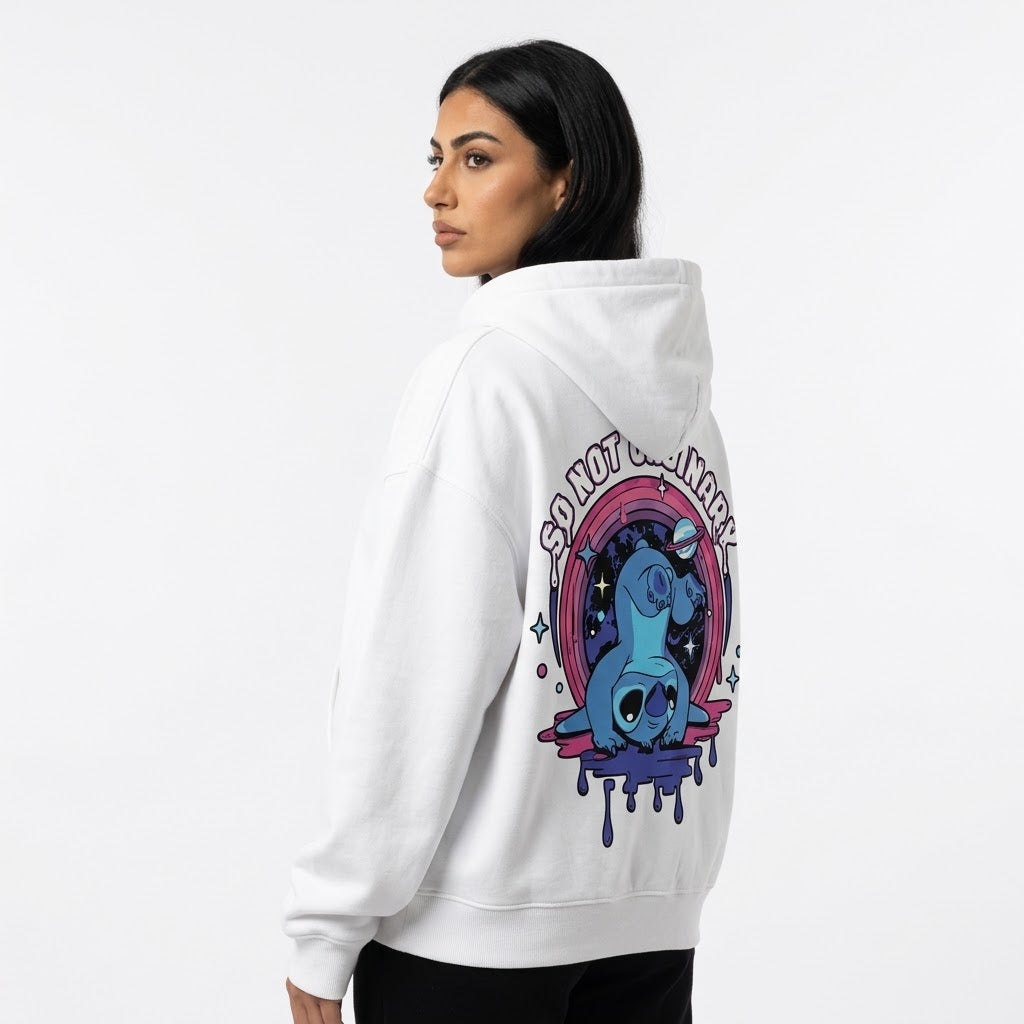 So Not Ordinary Stitch Graphic Zip-Up Hoodie