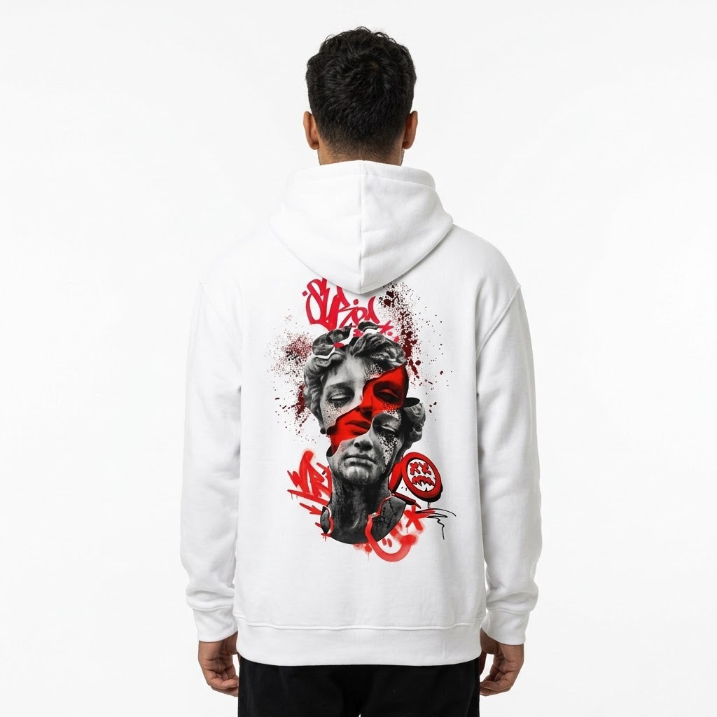 White Red Mask Art Hoodie