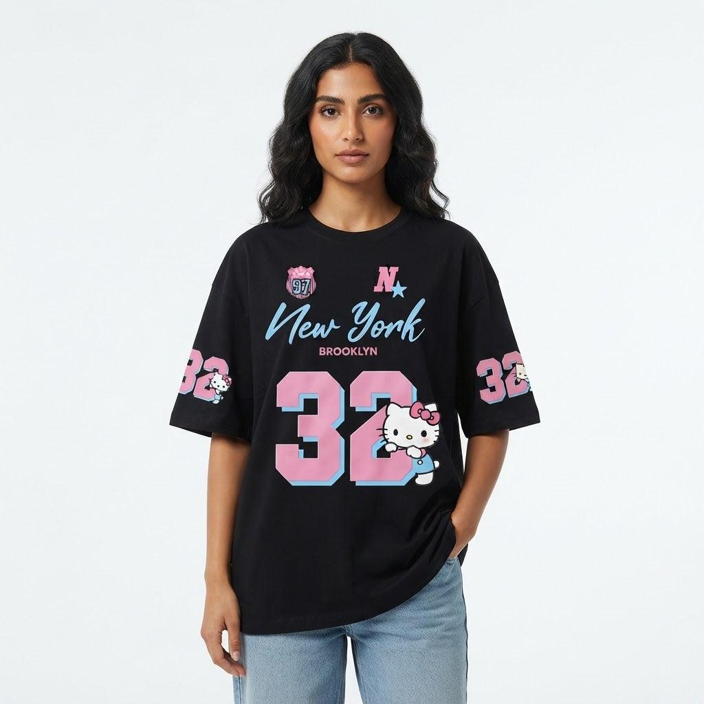 Playful City Cat Custom Cotton T-Shirt