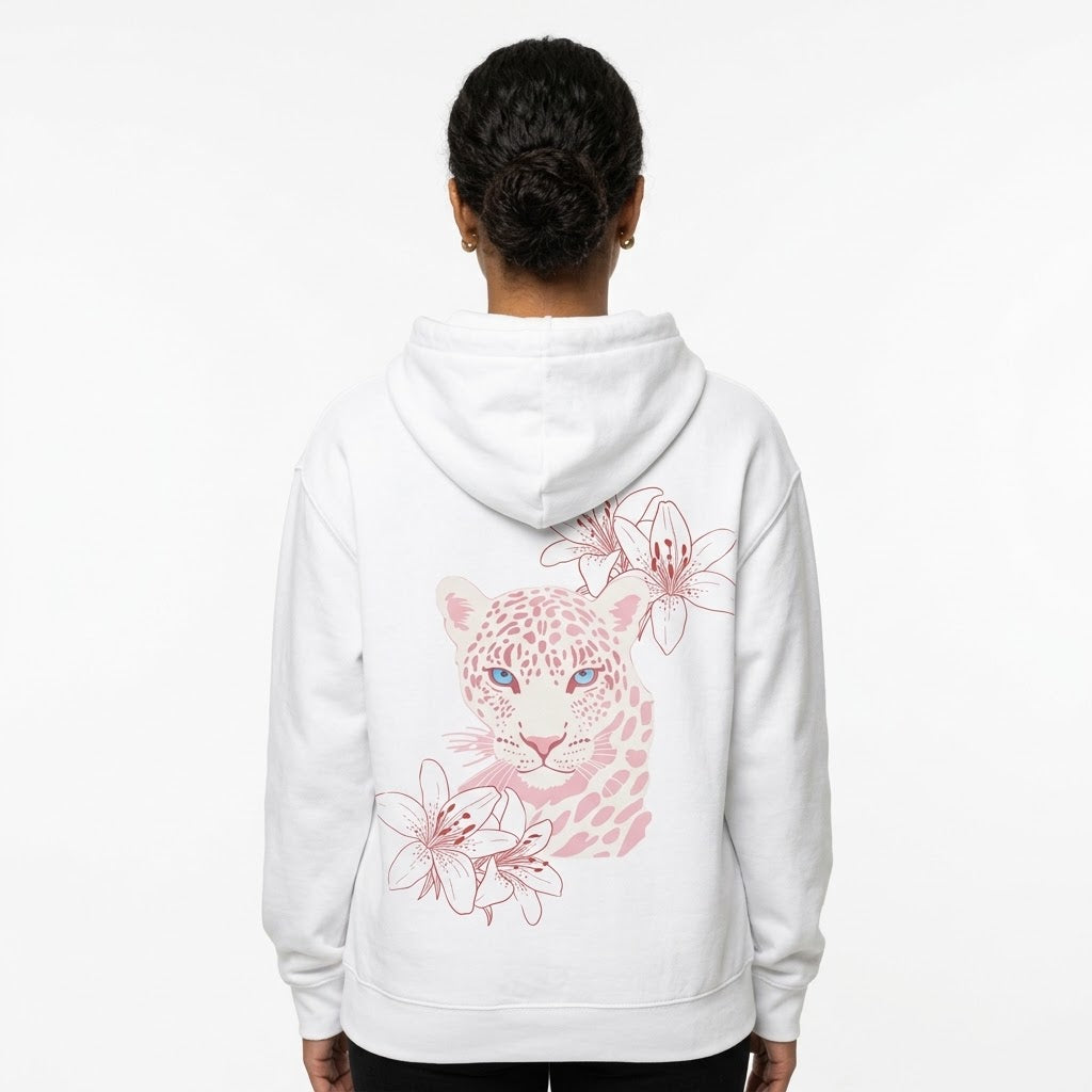 White Floral Leopard Graphic Hoodie