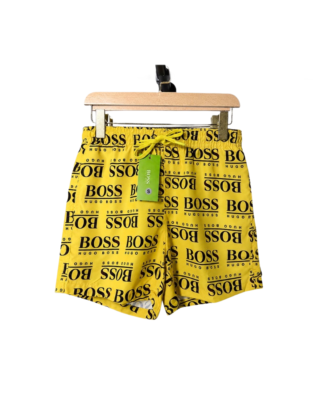 Black monogram pattern swim shorts