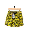 Yellow bold letter pattern swim shorts