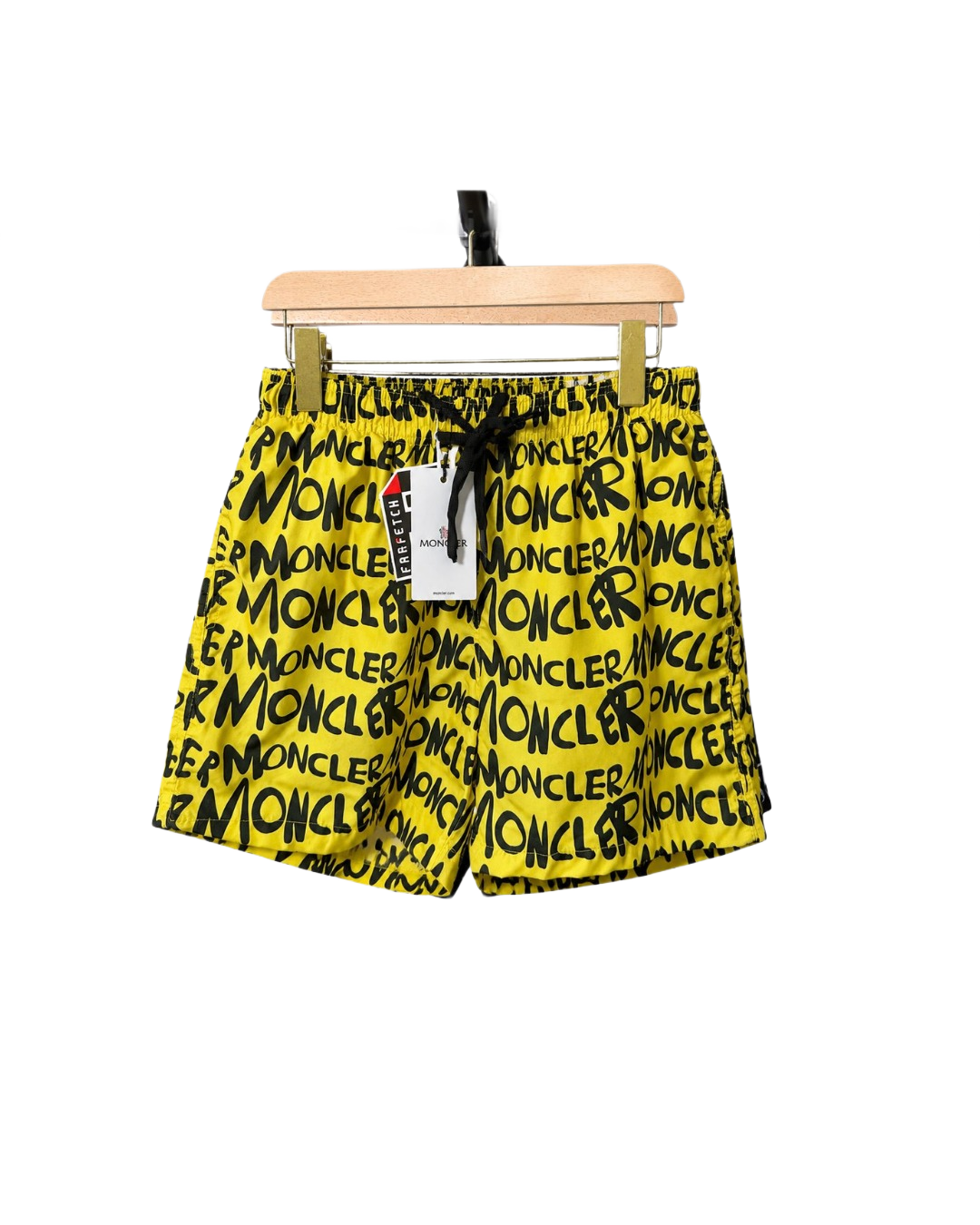 Yellow bold letter pattern swim shorts