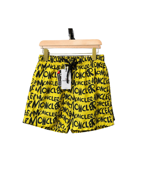 Yellow bold letter pattern swim shorts