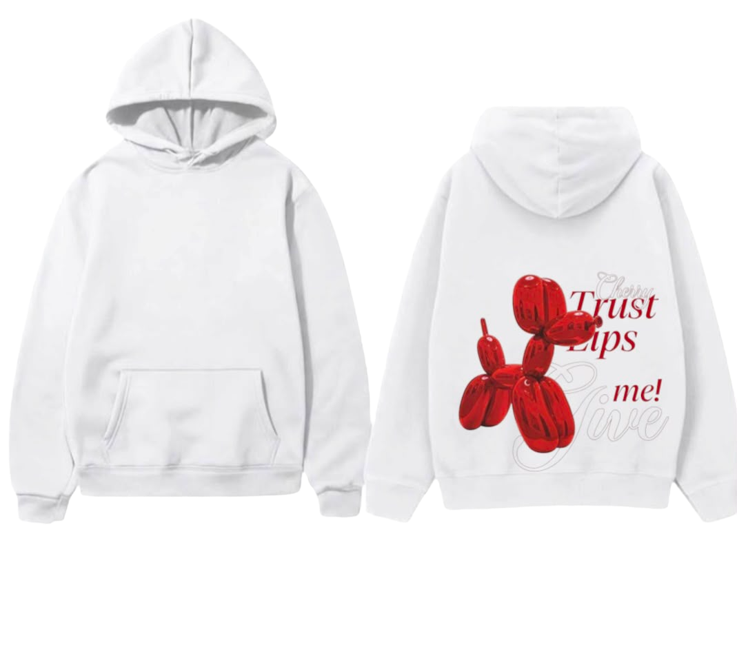 Trust Lips Me Balloon Dog Graphic Hoodie