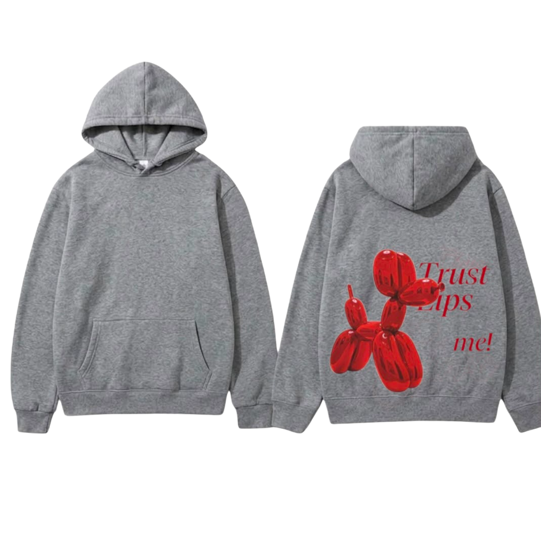 Trust Lips Me Balloon Dog Graphic Hoodie