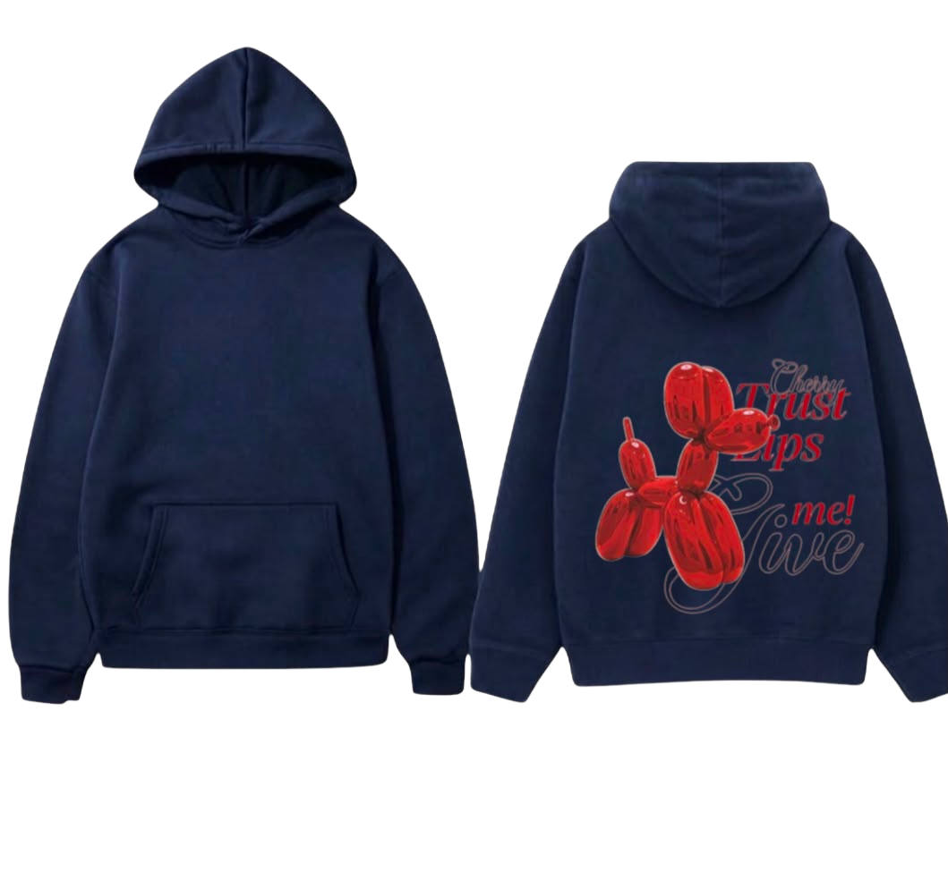 Trust Lips Me Balloon Dog Graphic Hoodie