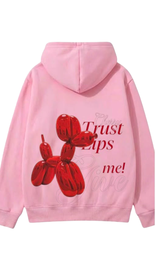 Trust Lips Me Balloon Dog Graphic Hoodie
