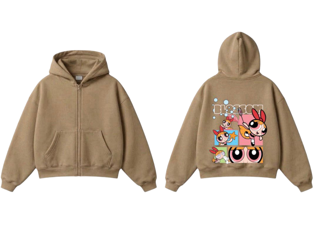 Cartoon Print Premium Fleece Zipper Jacket