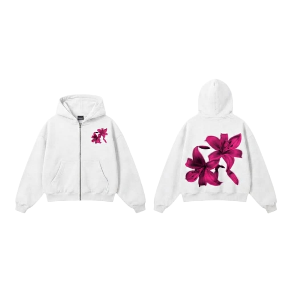 Flowers Theme Premium Fleece Hoodie