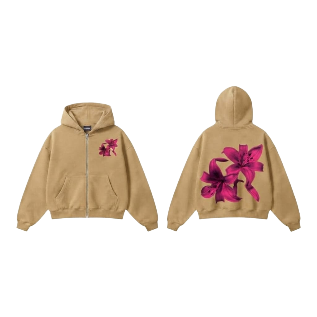 Flowers Theme Premium Fleece Hoodie