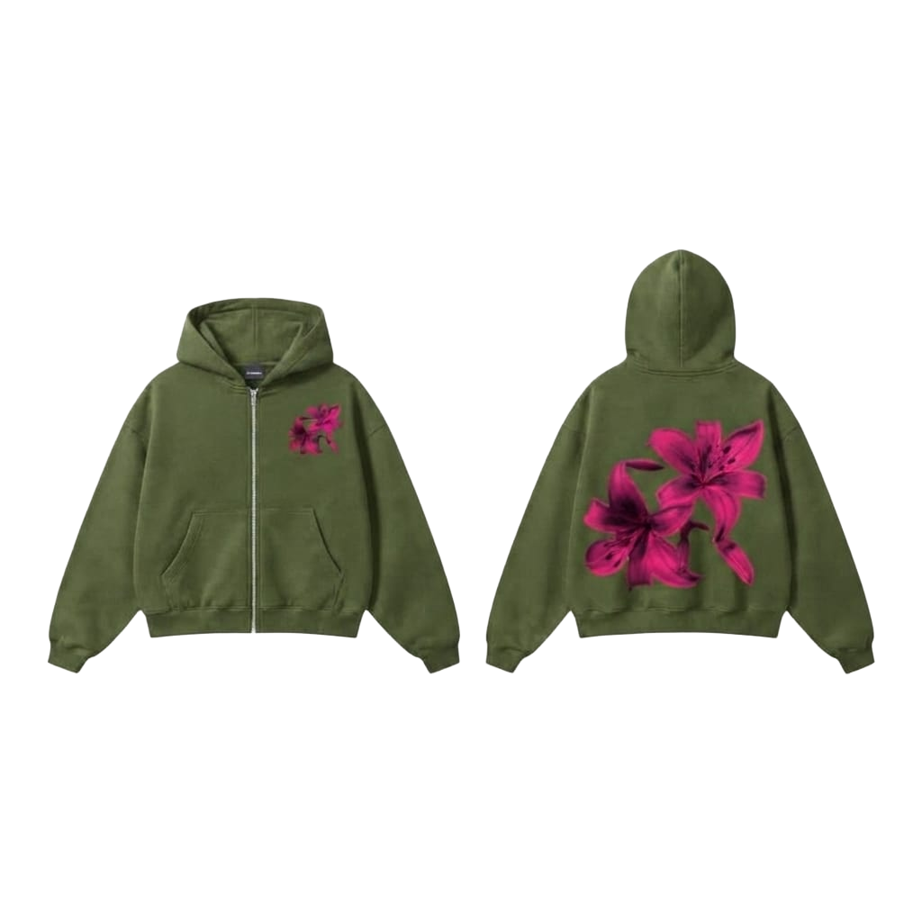 Flowers Theme Premium Fleece Hoodie