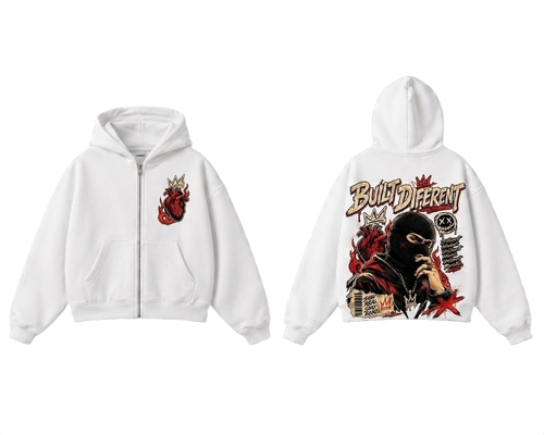 Built Different Zip-Up Hoodie - Navy