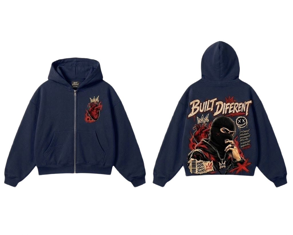 Built Different Zip-Up Hoodie - Grey