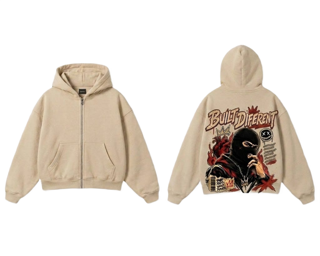 Built Different Zip-Up Hoodie - White