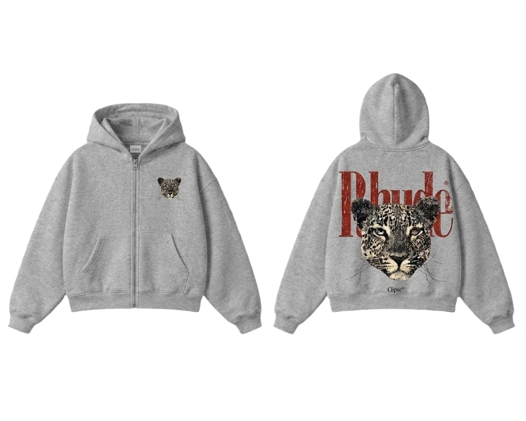 Rhude Leopard Zip-Up Hoodie - Brown