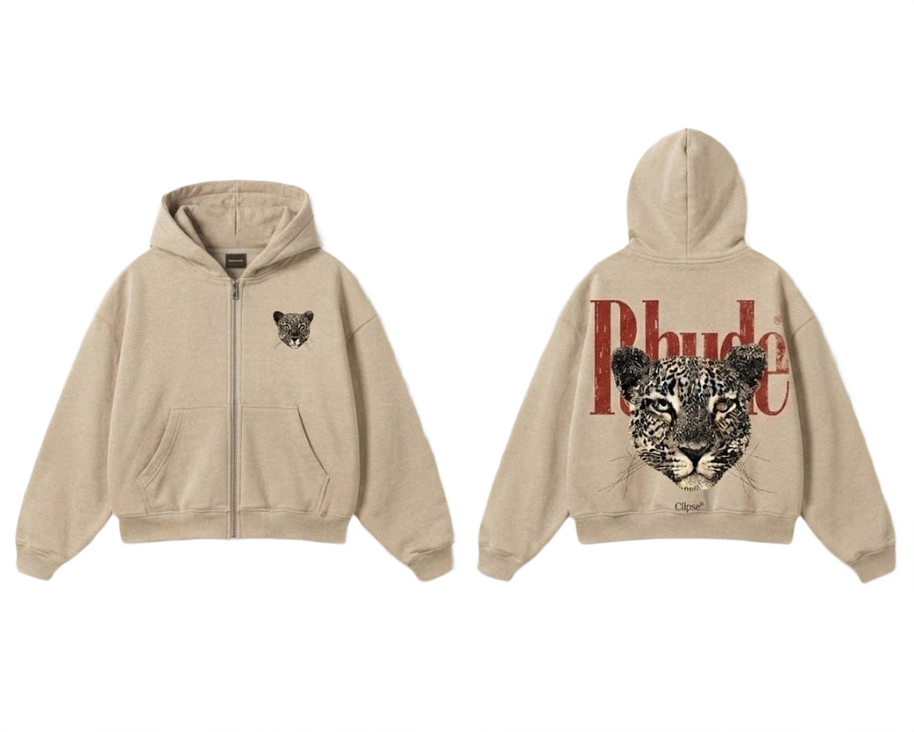 Rhude Leopard Zip-Up Hoodie - Blue