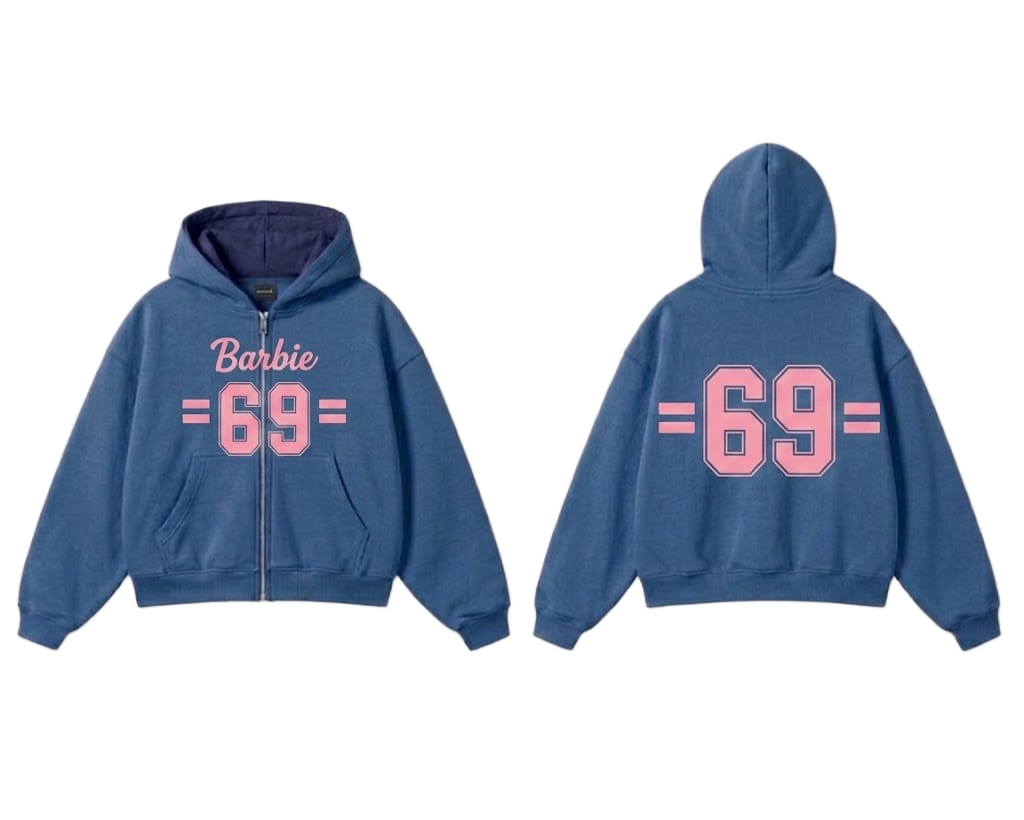 Barbie 69 Zip-Up Hoodie - Blue