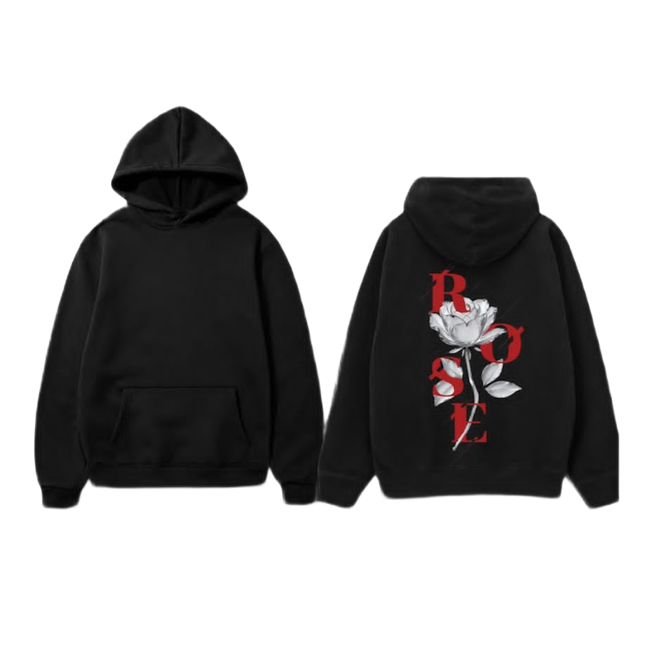 Rose Graphic Hoodie - Beige