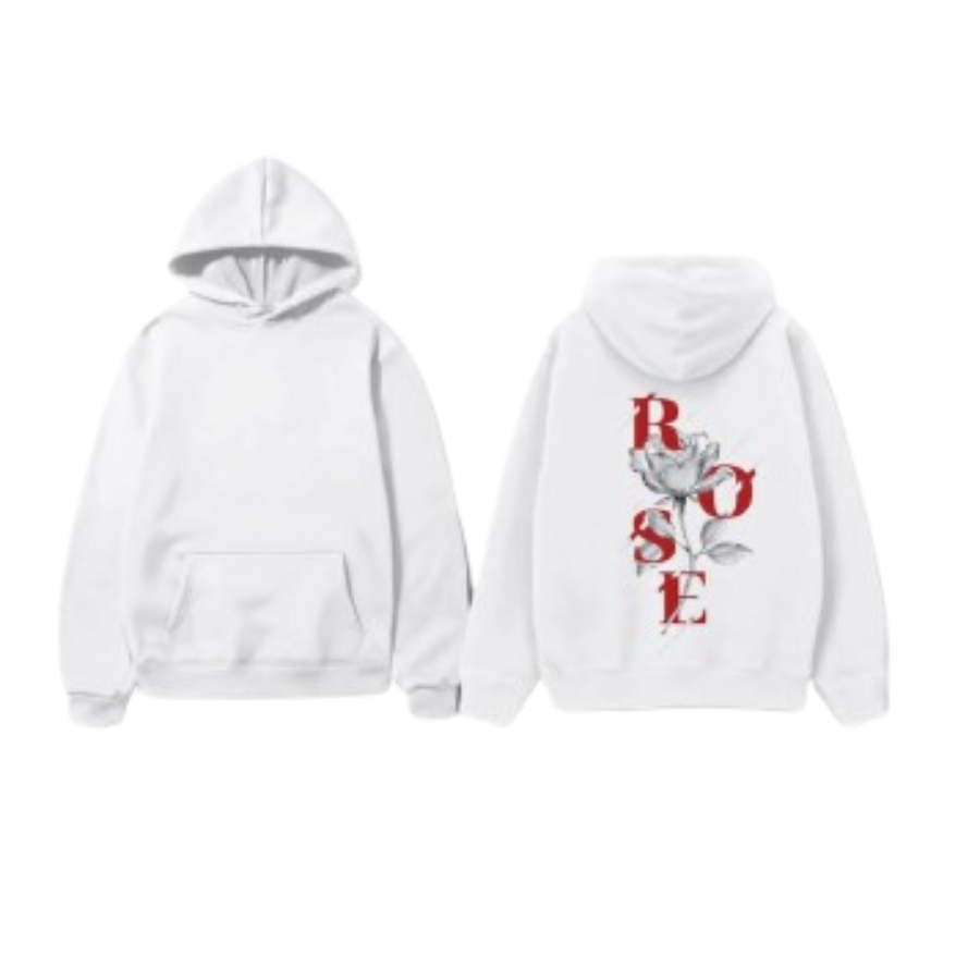 Rose Graphic Hoodie - White