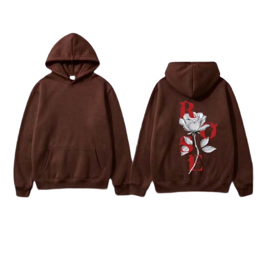 Rose Graphic Hoodie - Brown