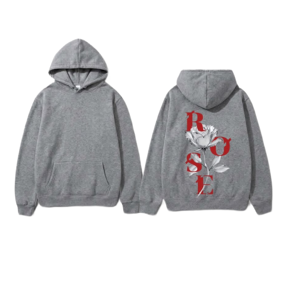 Rose Graphic Hoodie - Grey