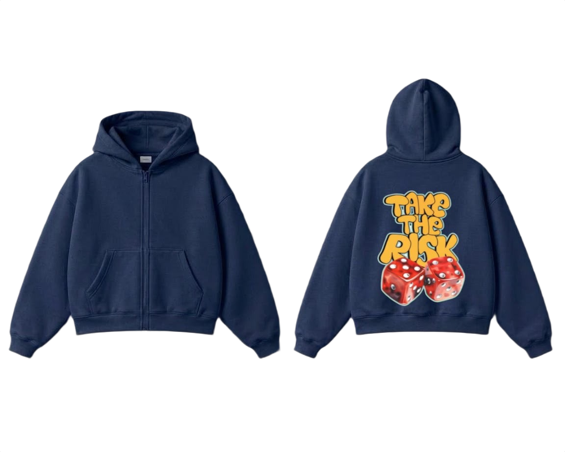 Take The Risk Zip-Up Hoodie - Navy