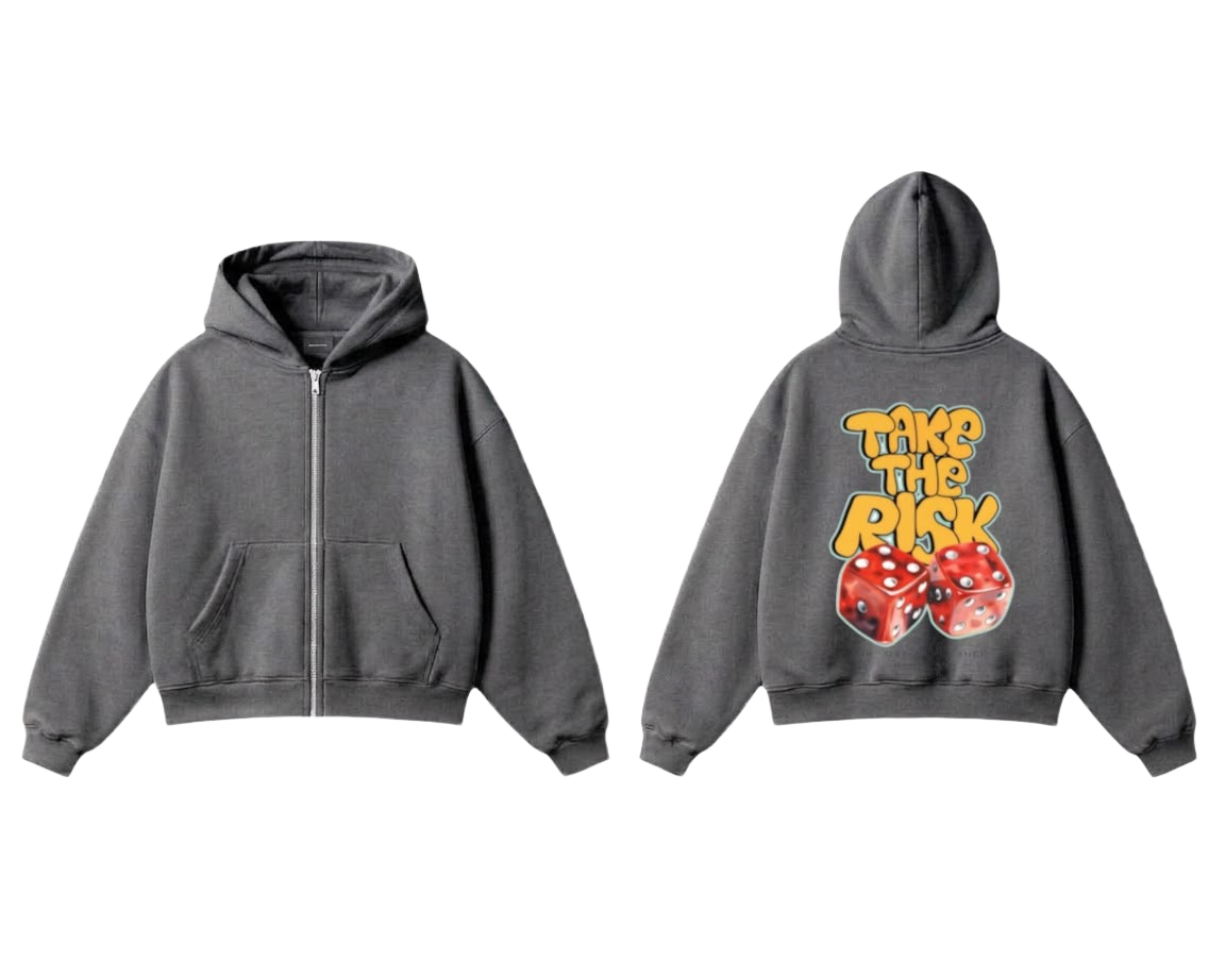 Take The Risk Zip-Up Hoodie - Grey