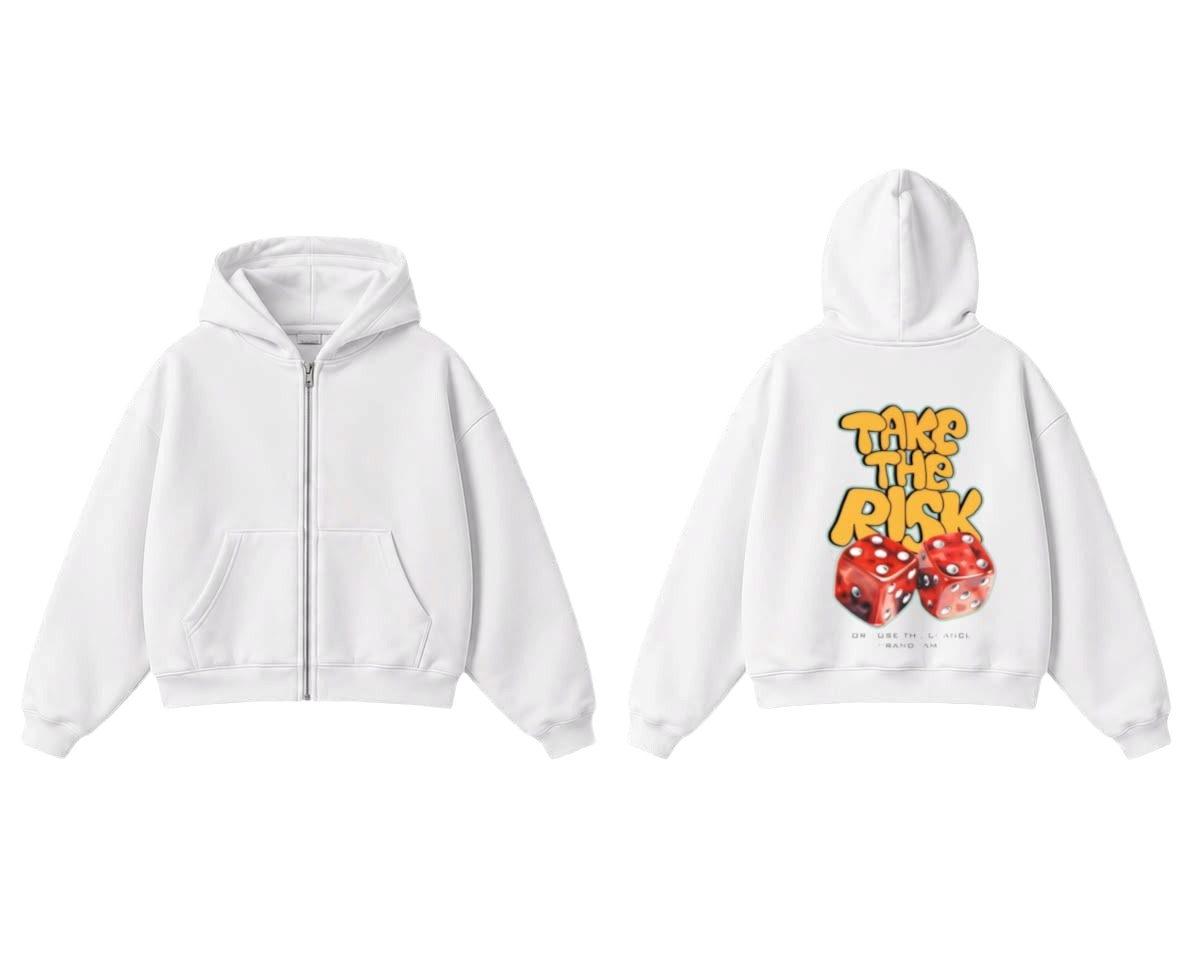 Take The Risk Zip-Up Hoodie - White