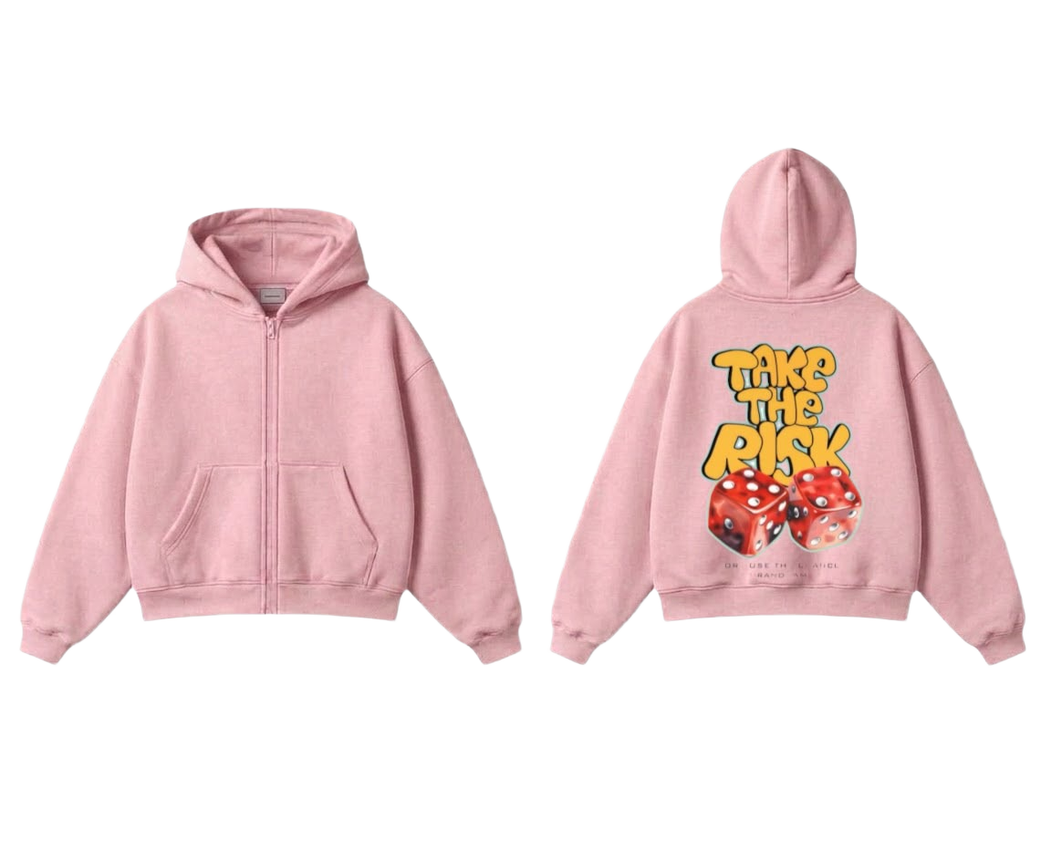 Take The Risk Zip-Up Hoodie - Pink