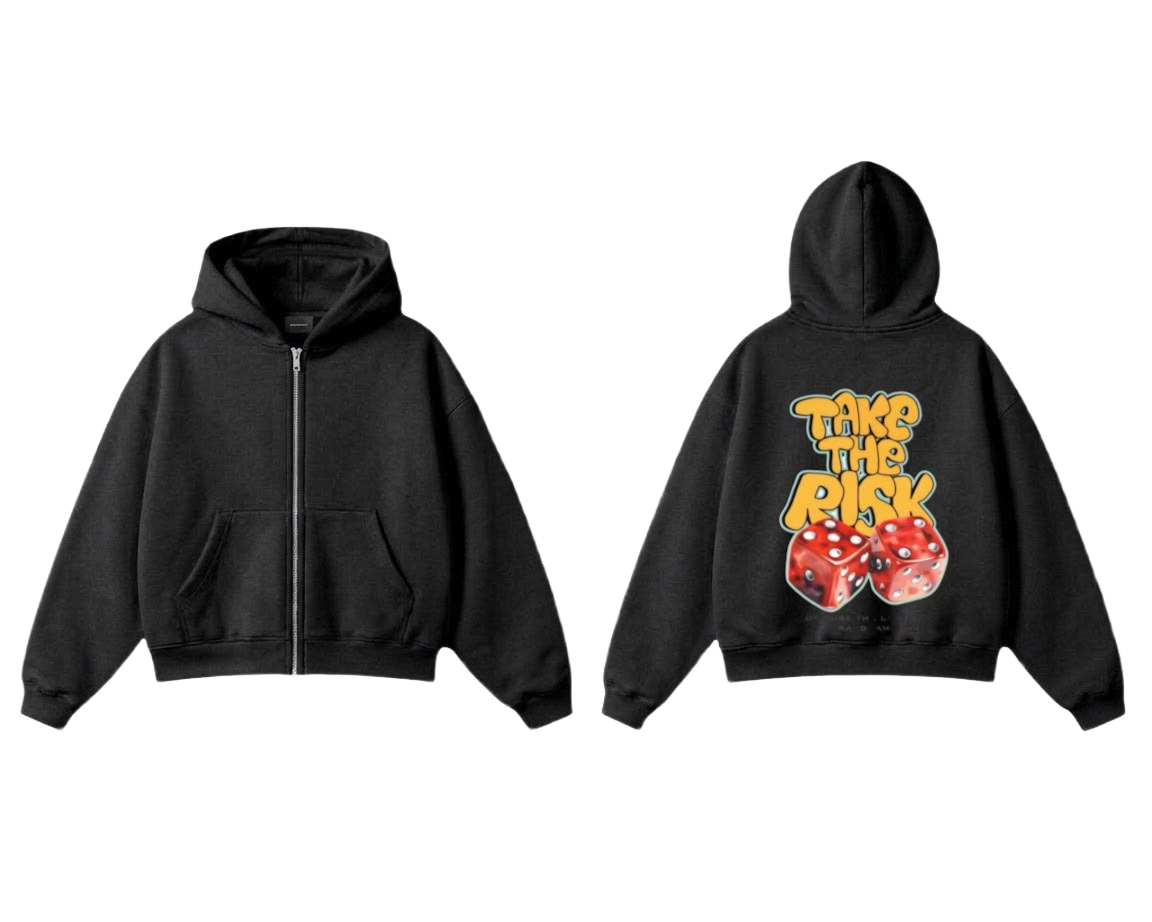 Take The Risk Zip-Up Hoodie - Black