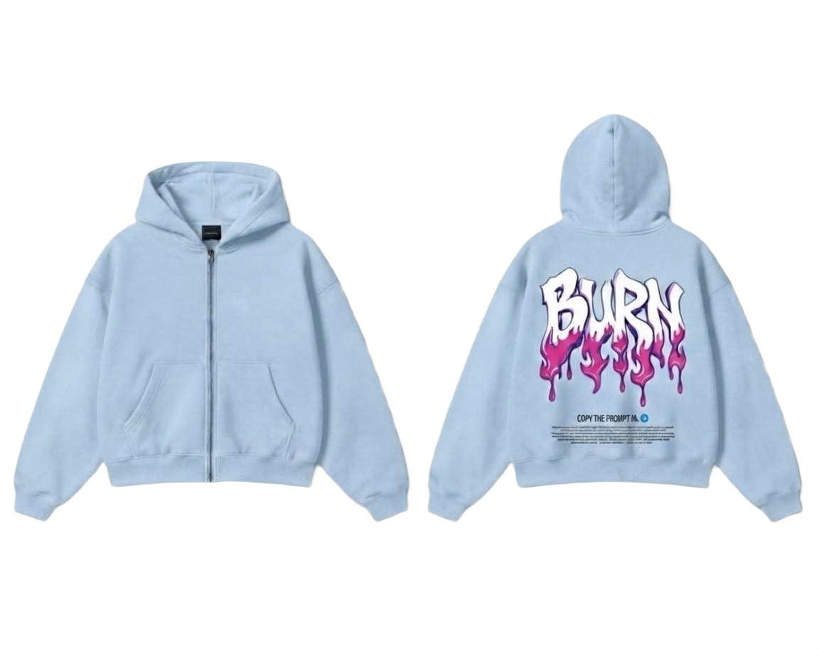 Burn Graphic Zip-Up Hoodie - White