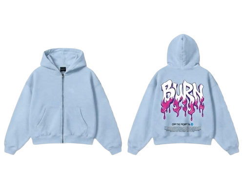 Burn Graphic Zip-Up Hoodie - White