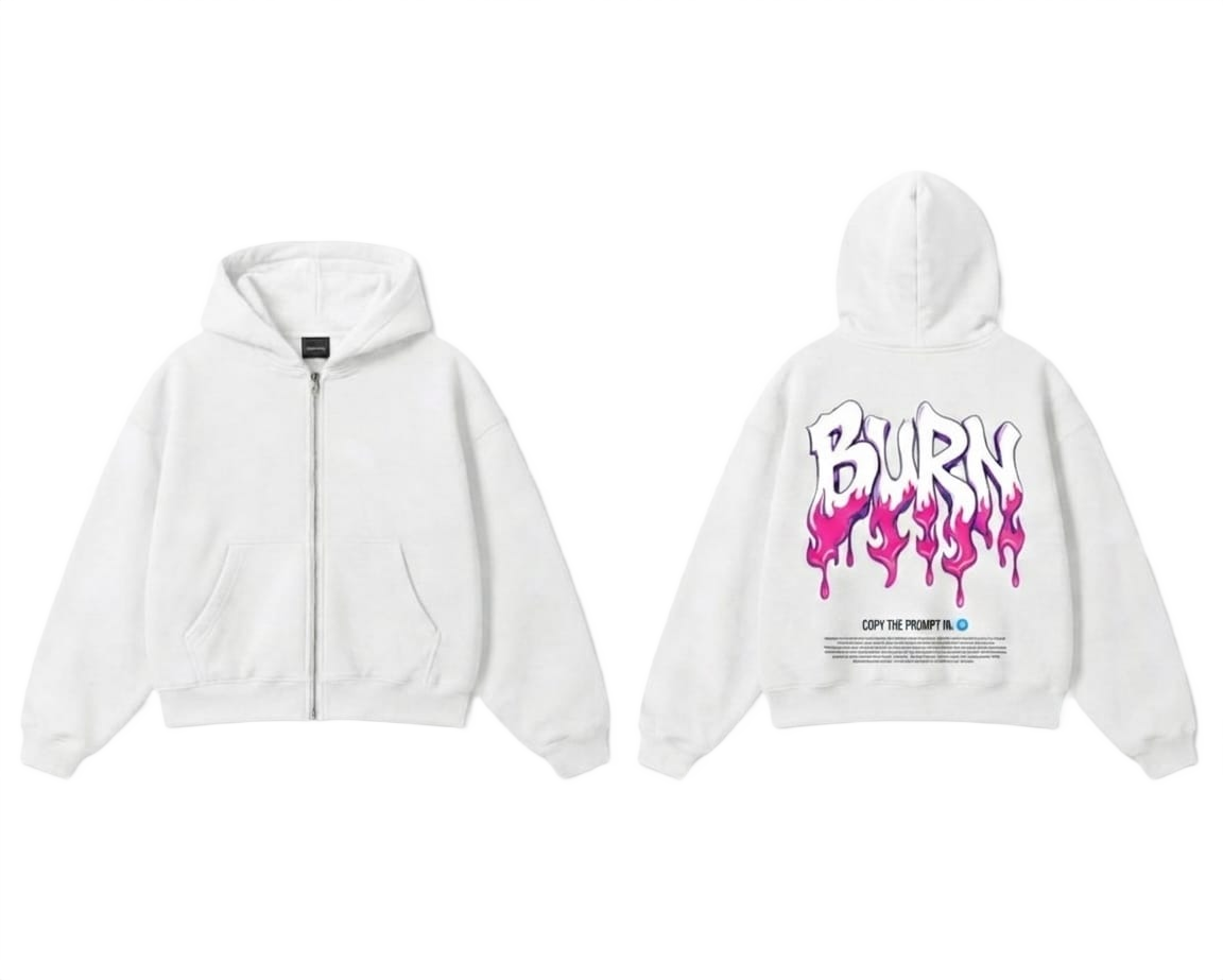 Burn Graphic Zip-Up Hoodie - Red