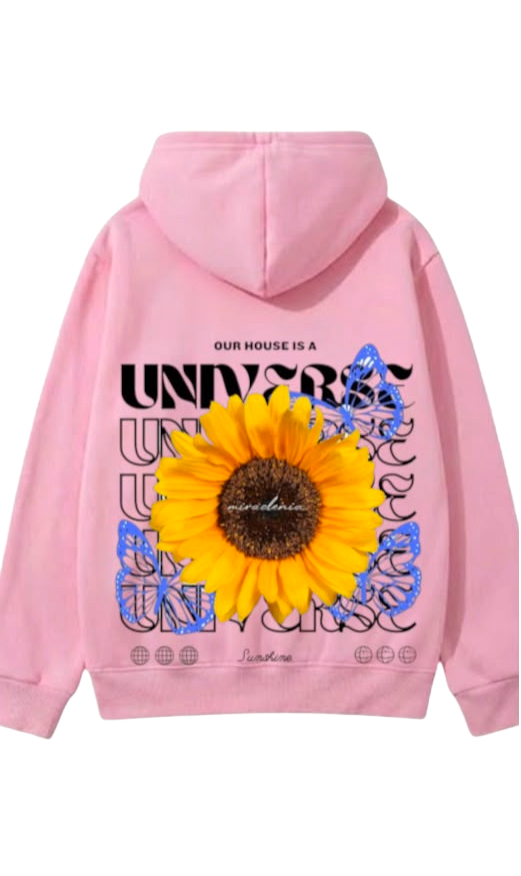 Universe Sunflower Graphic Hoodie - Navy