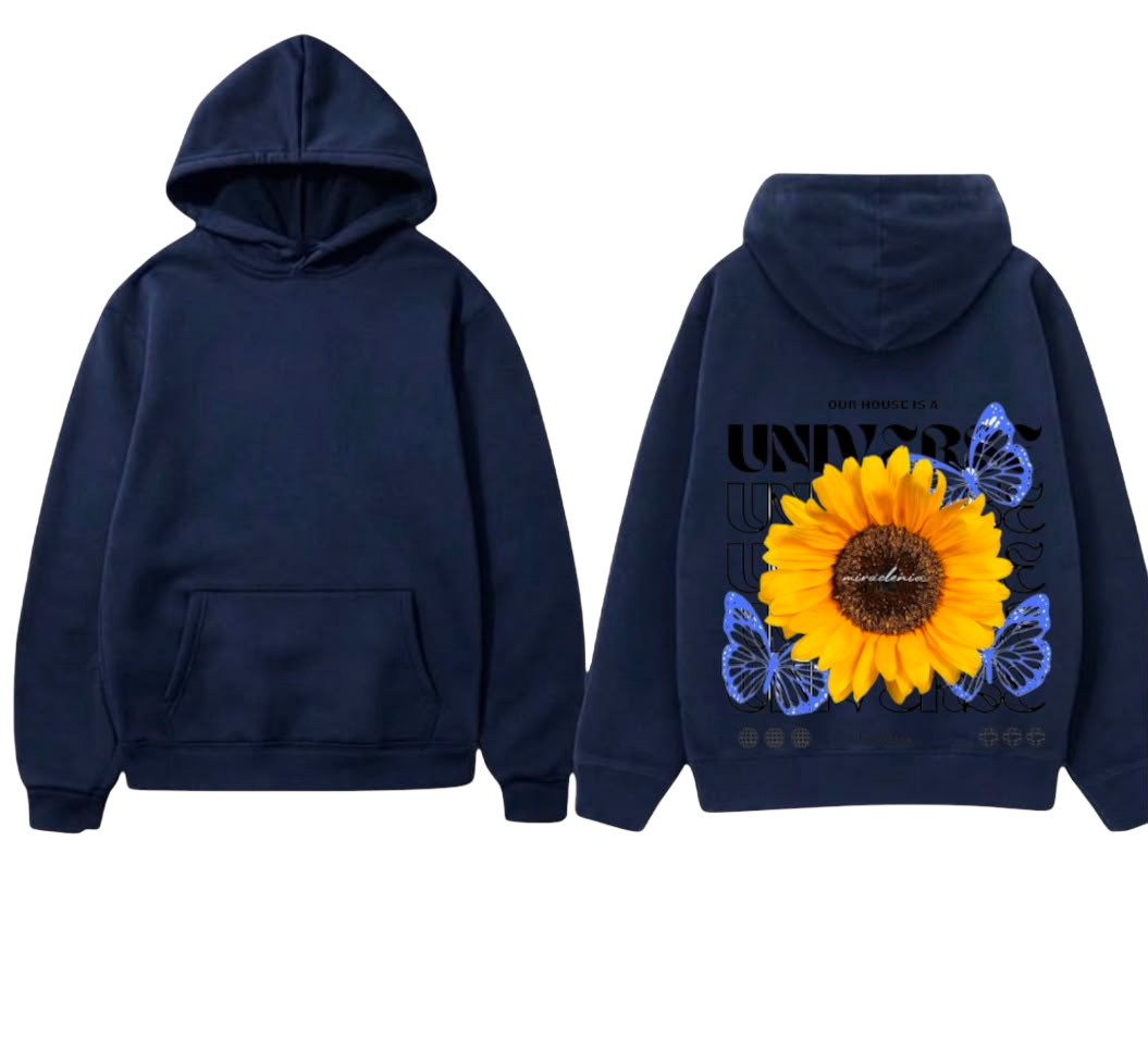 Universe Sunflower Graphic Hoodie - Brown