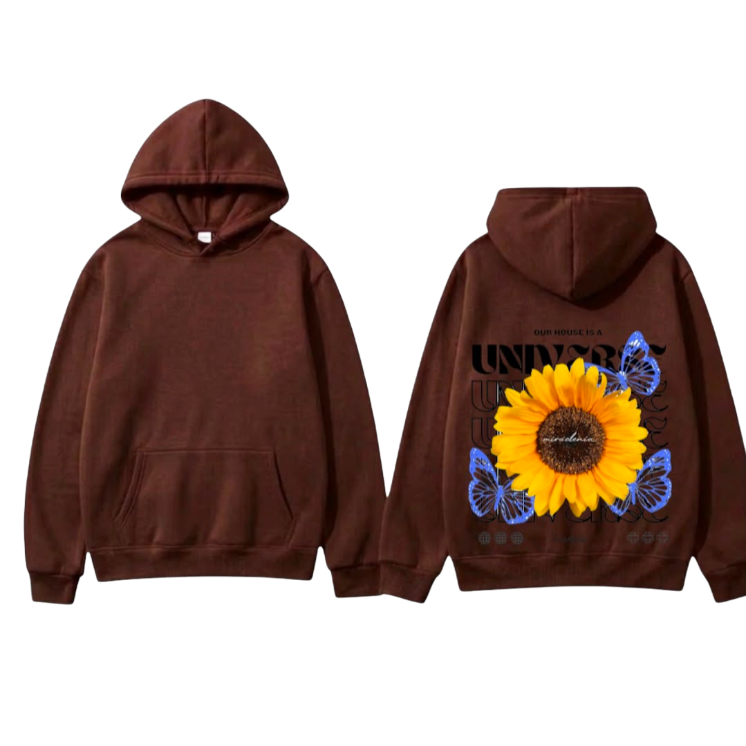 Universe Sunflower Graphic Hoodie - Beige