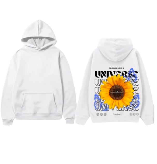 Universe Sunflower Graphic Hoodie - Black