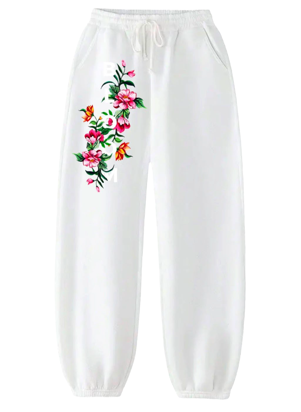 Bloom Floral Graphic Joggers - Grey