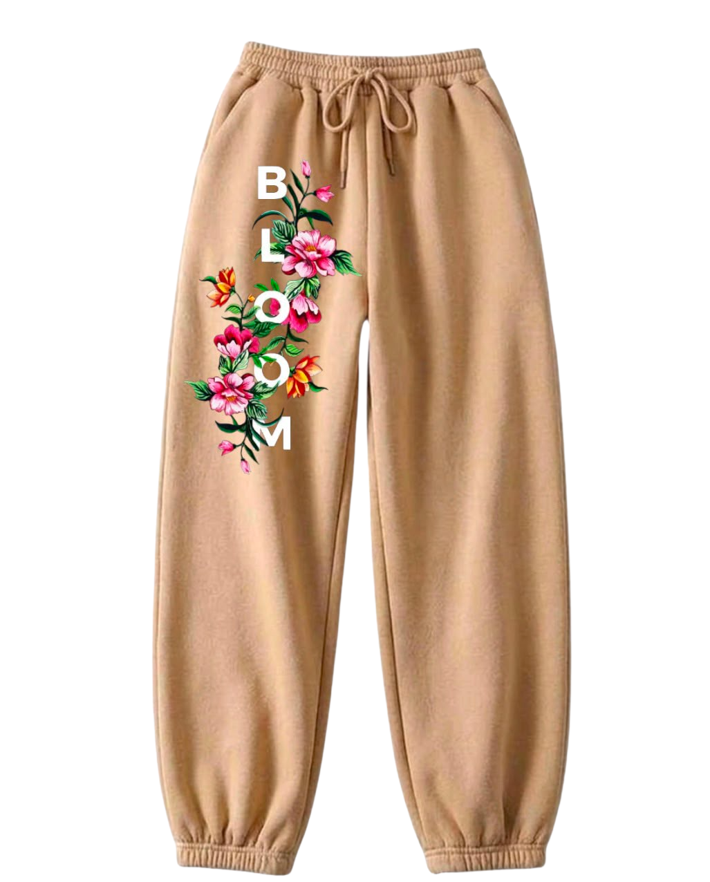 Bloom Floral Graphic Joggers - Black