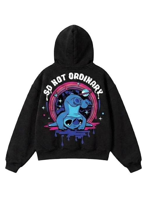 So Not Ordinary Stitch Graphic Zip-Up Hoodie - White