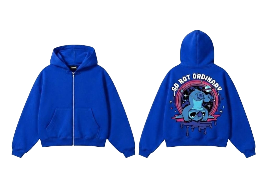 So Not Ordinary Stitch Graphic Zip-Up Hoodie - Beige