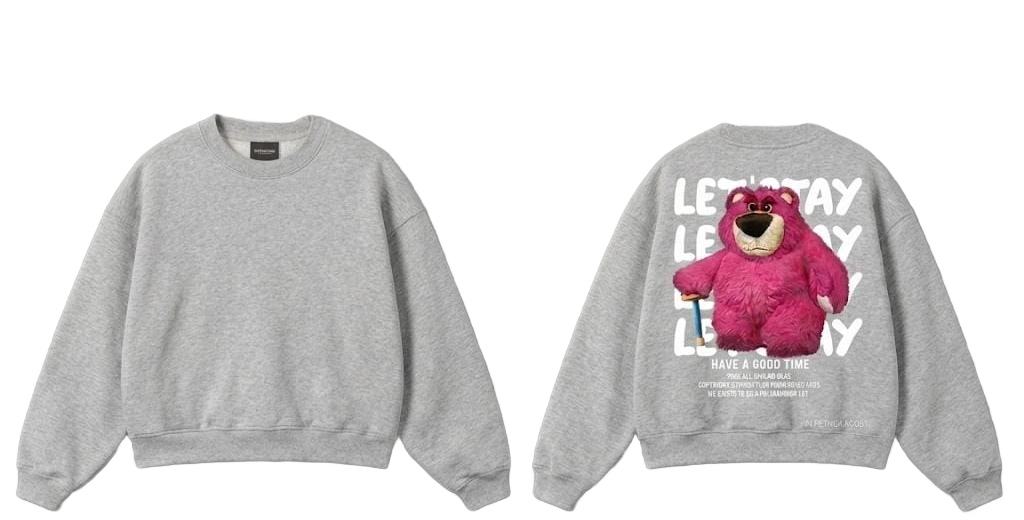 Let's Stay Lotso Bear Graphic Sweatshirt - Pink