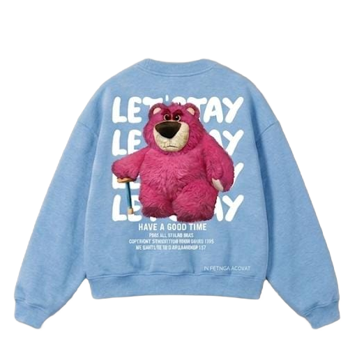 Let's Stay Lotso Bear Graphic Sweatshirt - Red