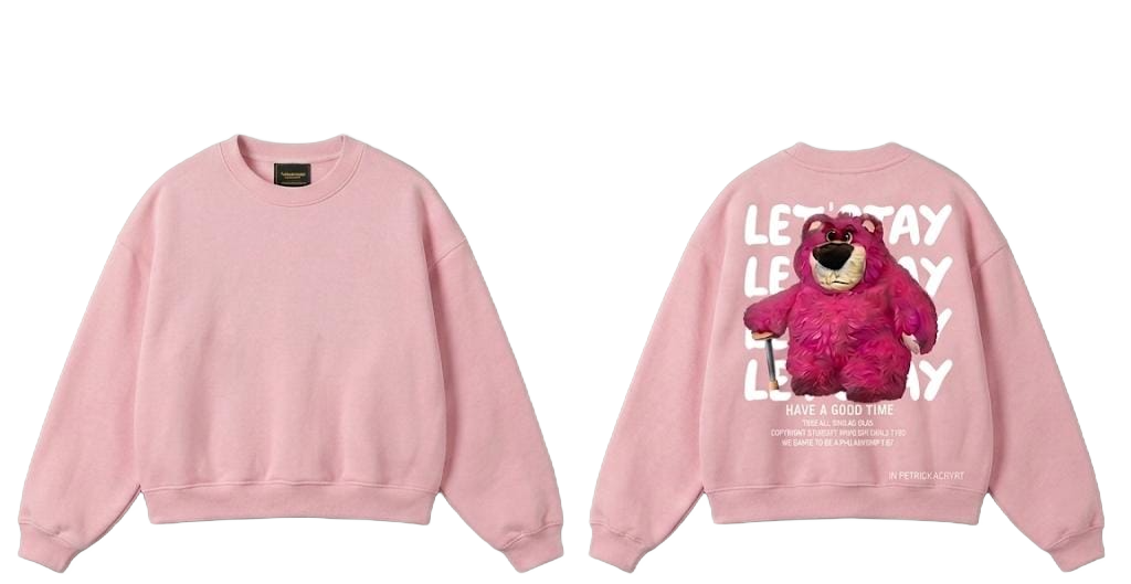 Let's Stay Lotso Bear Graphic Sweatshirt - Black
